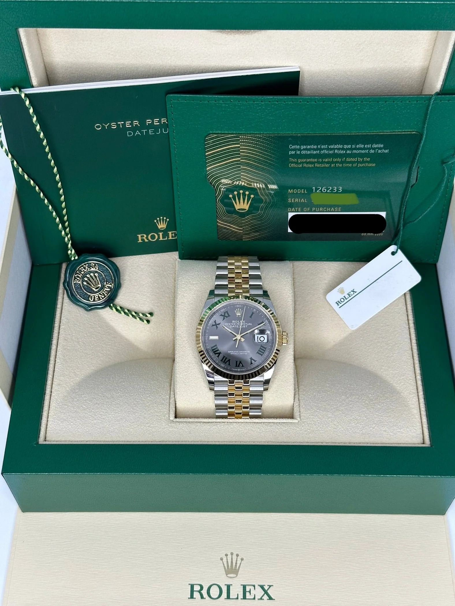 NEW 2025 Rolex Datejust 36mm 126233 Two-Tone Jubilee Wimbledon Dial - Image 5