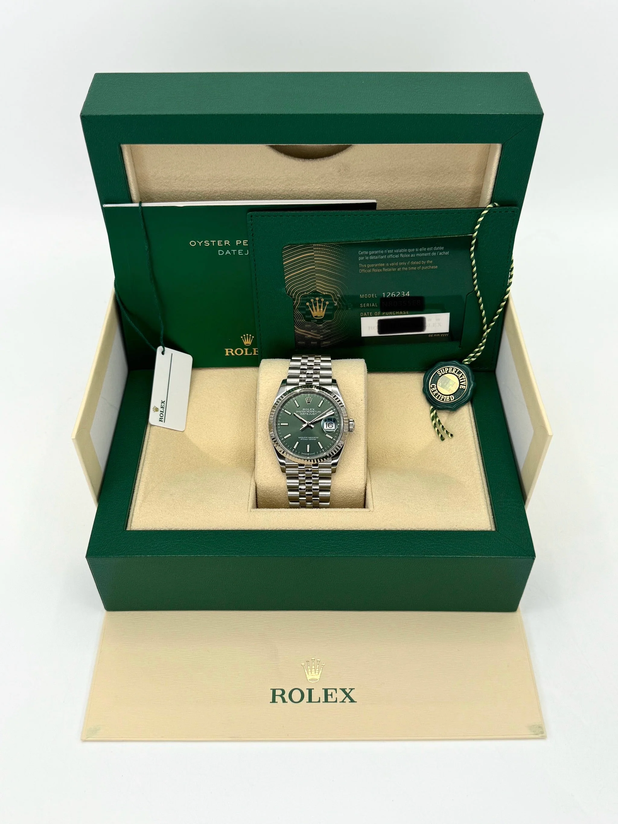 NEW 2025 Rolex Datejust 36mm 126234 Jubilee Green Dial - Image 9