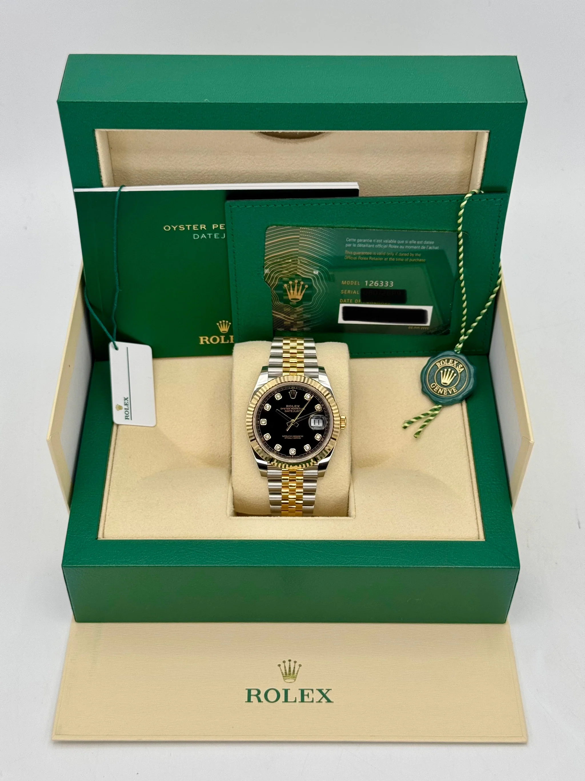 NEW 2025 Rolex Datejust 41mm 126333 Two-Tone Jubilee Black Diamond Dial - Image 7