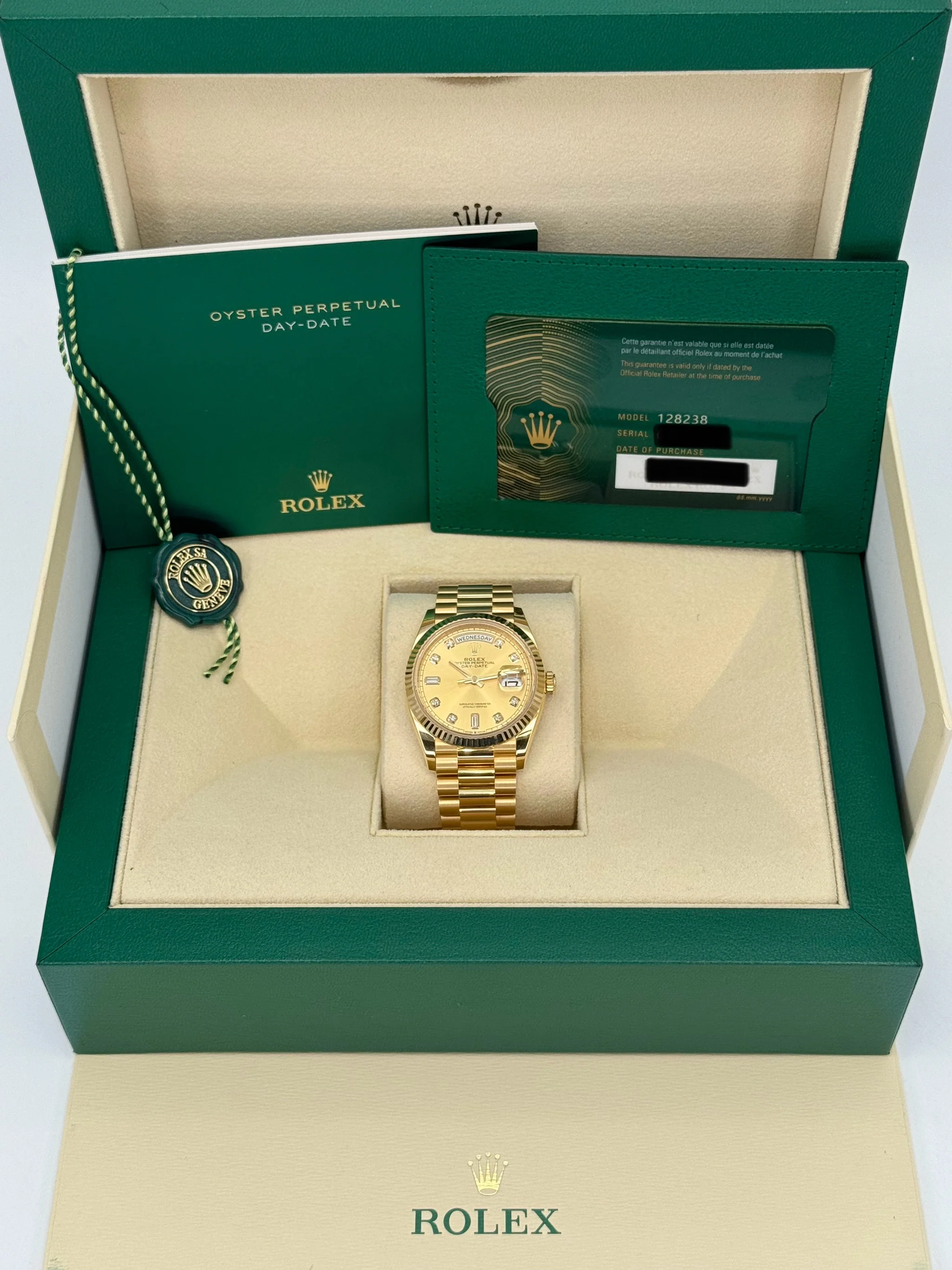 NEW 2025 Rolex Day-Date 36mm 128238 Champagne Diamond Dial - Image 11