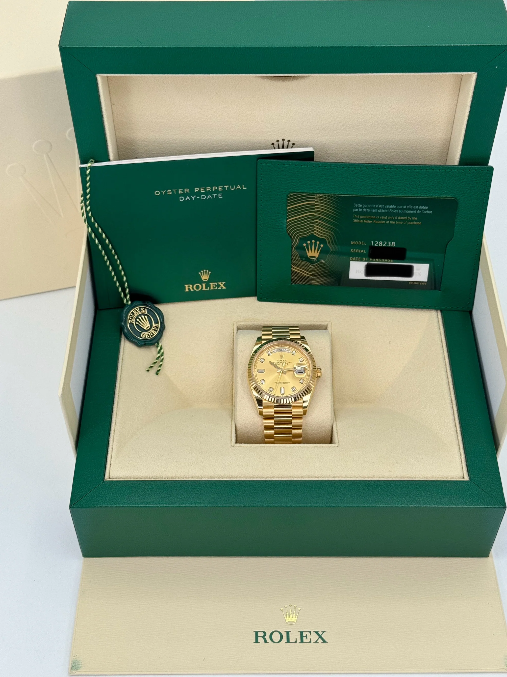 NEW 2025 Rolex Day-Date 36mm 128238 Champagne Diamond Dial - Image 12
