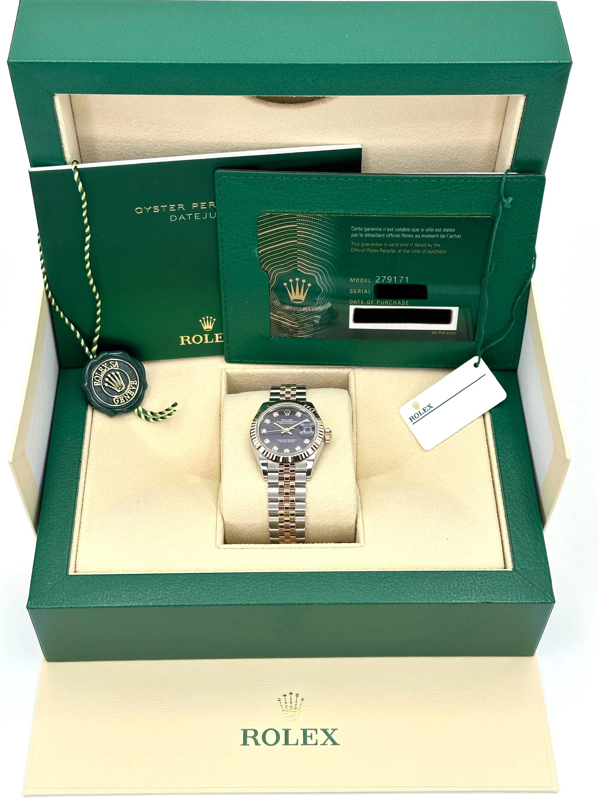NEW 2025 Rolex Ladies Datejust 28mm 279171 Two-Tone Purple Diamond Dial - Image 9