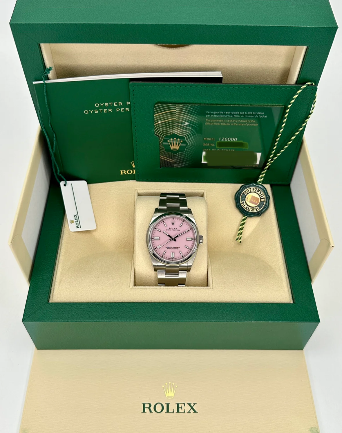NEW 2025 Rolex Oyster Perpetual 36mm 126000 Candy Pink Dial - Image 9