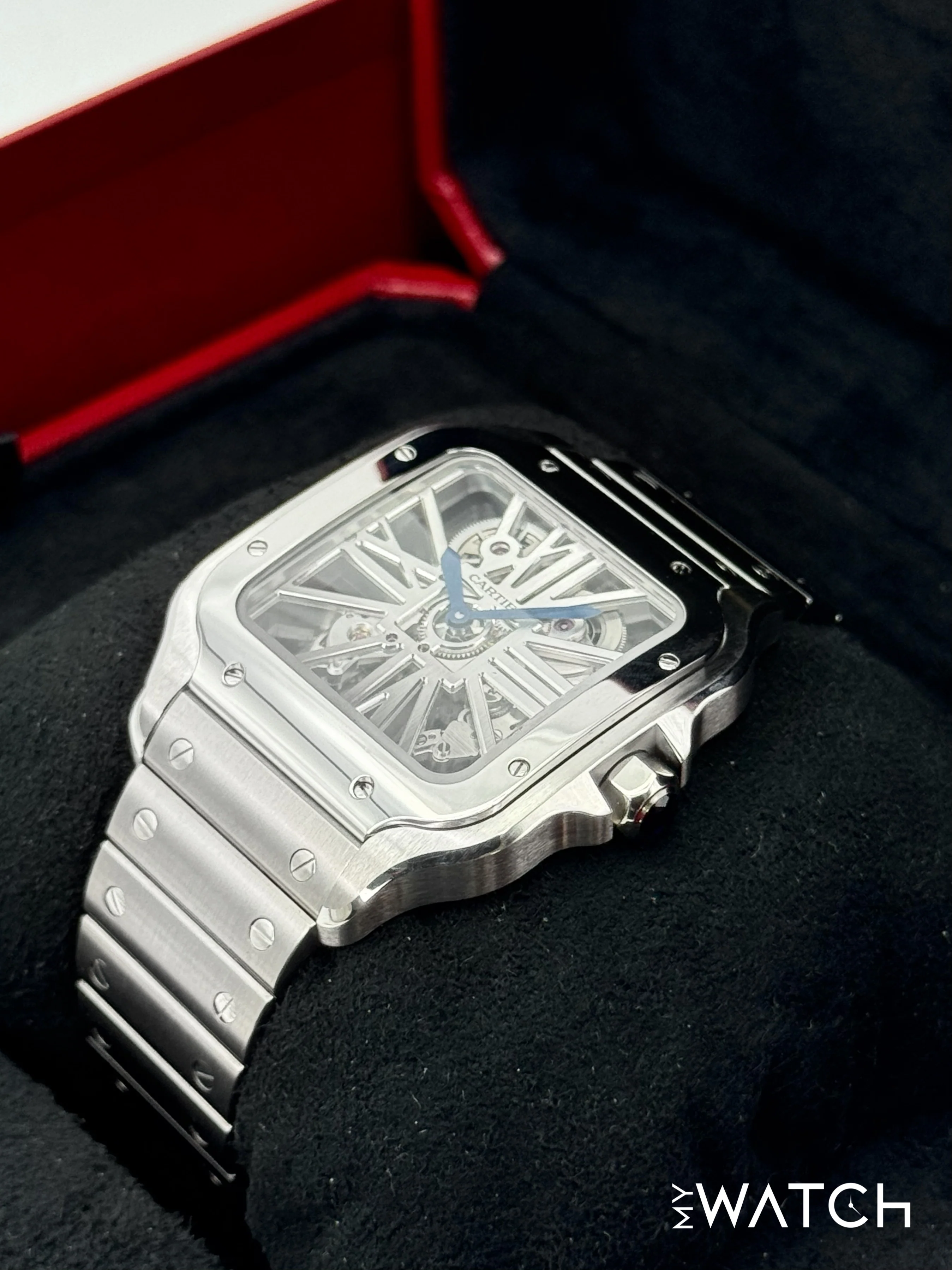 2021 Cartier Santos De Cartier 39.8mm WHSA0015 Stainless Steel Skeleton Dial - Image 5