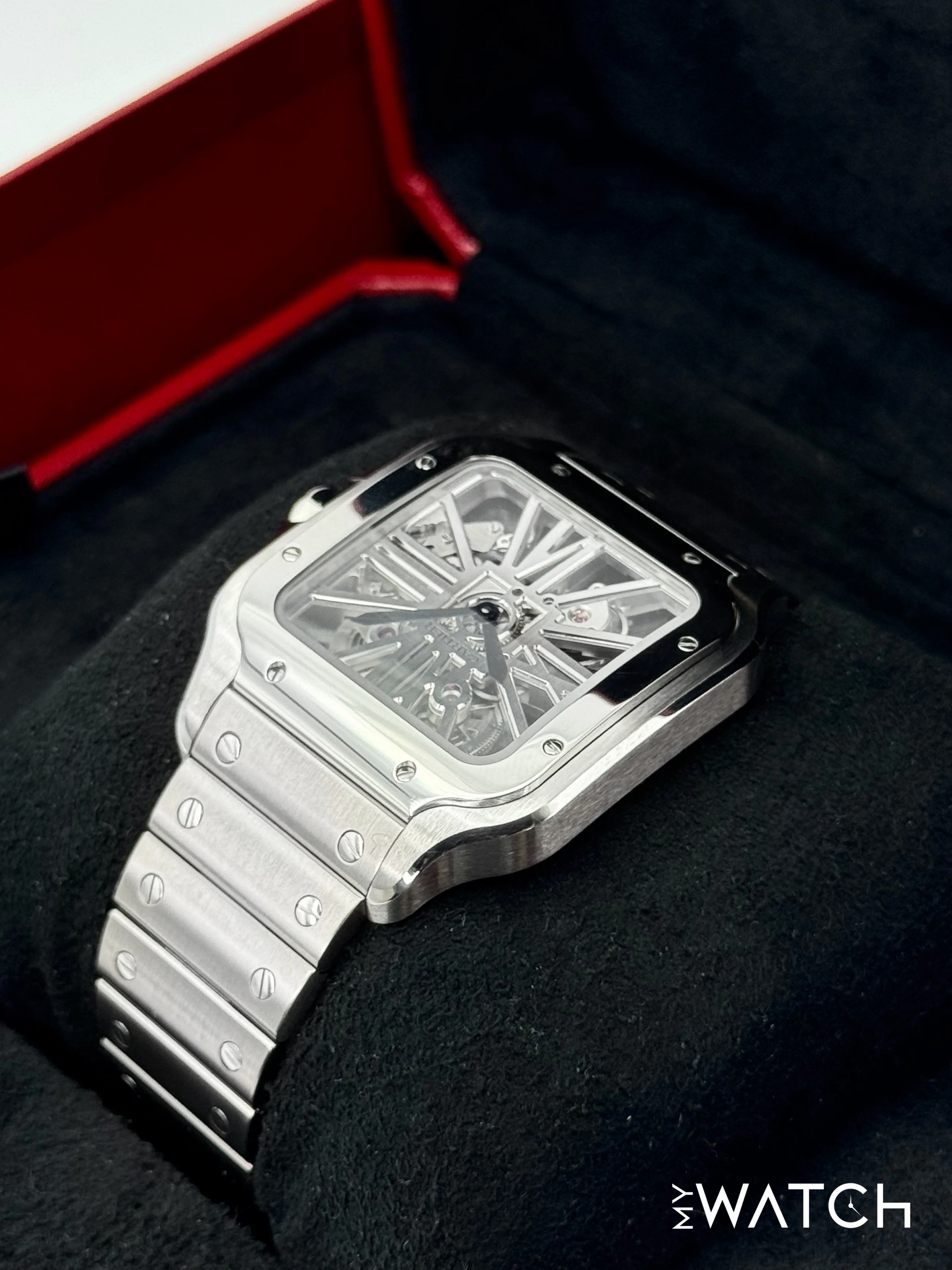 2021 Cartier Santos De Cartier 39.8mm WHSA0015 Stainless Steel Skeleton Dial - Image 7